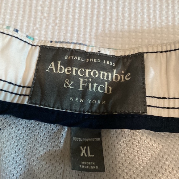 Abercrombie & Fitch blue and white plaid swimming shorts - Picture 3 of 5